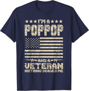 I'm a Poppop and a Veteran Nothing Scares Me Proud US Army T-Shirt - T-Shirt | Navy