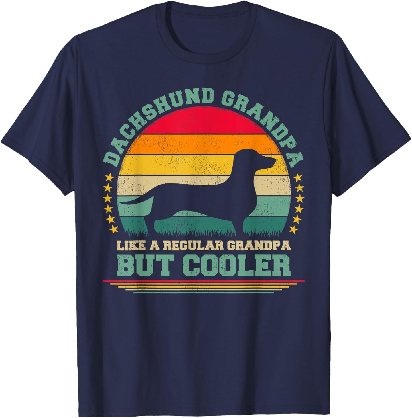 Dachshund Dog Lover Vintage Dachshund Grandpa Father's Day T-Shirt - T-Shirt | Navy