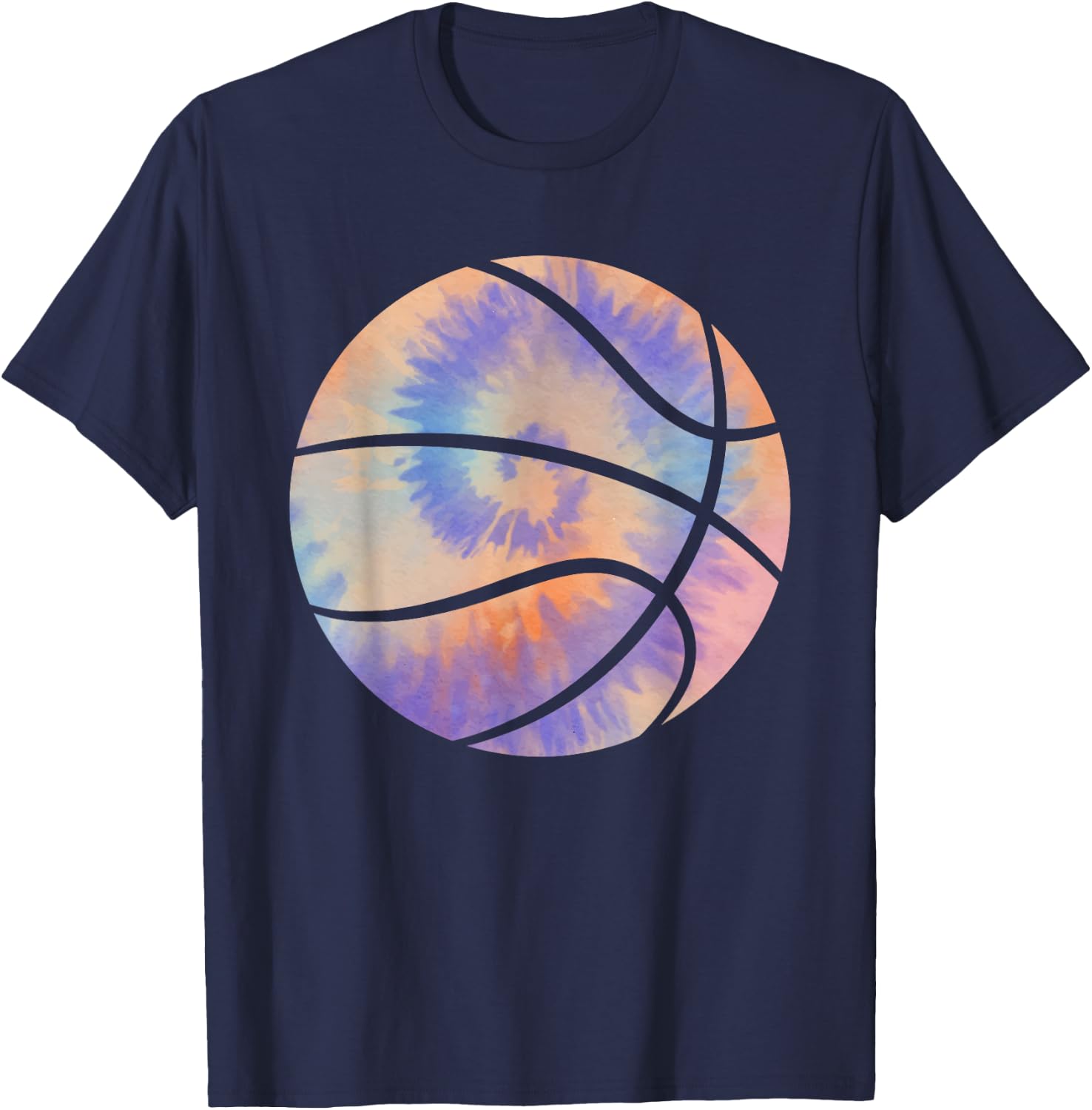 Basketball Tie Dye Colorful Rainbow Basketball Player Lover T-Shirt - T-Shirt | Navy