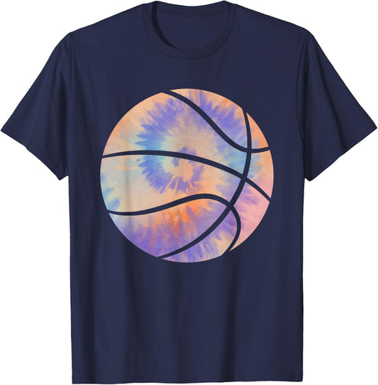 Basketball Tie Dye Colorful Rainbow Basketball Player Lover T-Shirt - T-Shirt | Navy