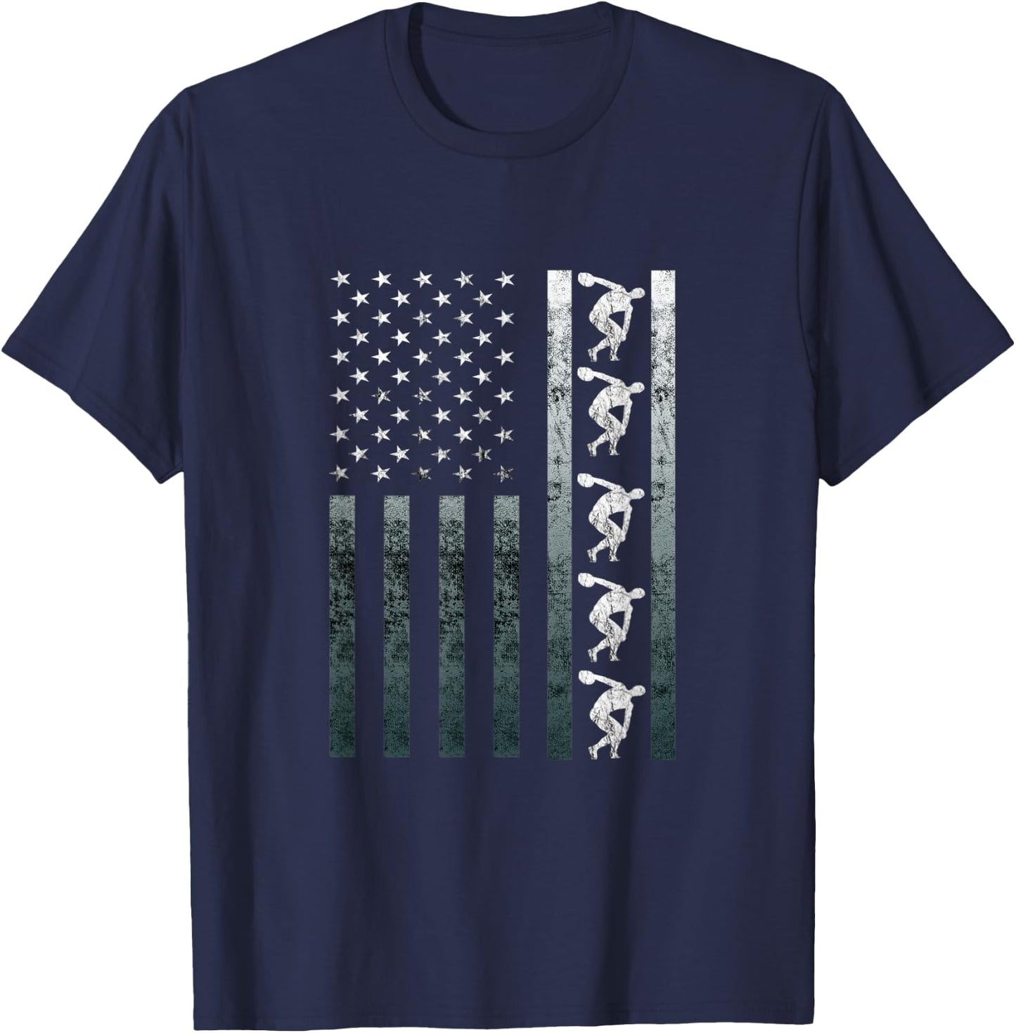 Discus Thrower Track And Field Vintage America Flag USA T-Shirt - T-Shirt | Navy