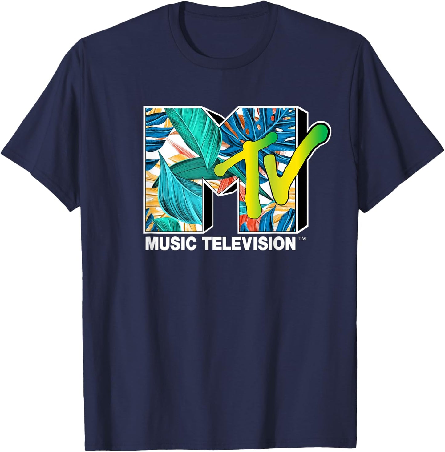 Mademark x MTV - MTV Cool Tropical Plants T-Shirt - T-Shirt | Navy