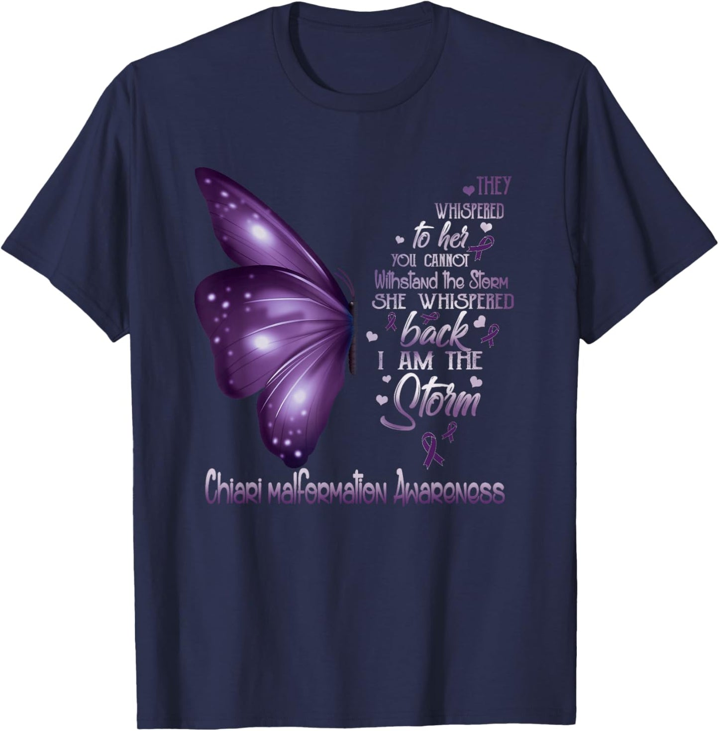 I am the storm Chiari malformation Awareness Butterfly T-Shirt - T-Shirt | Navy