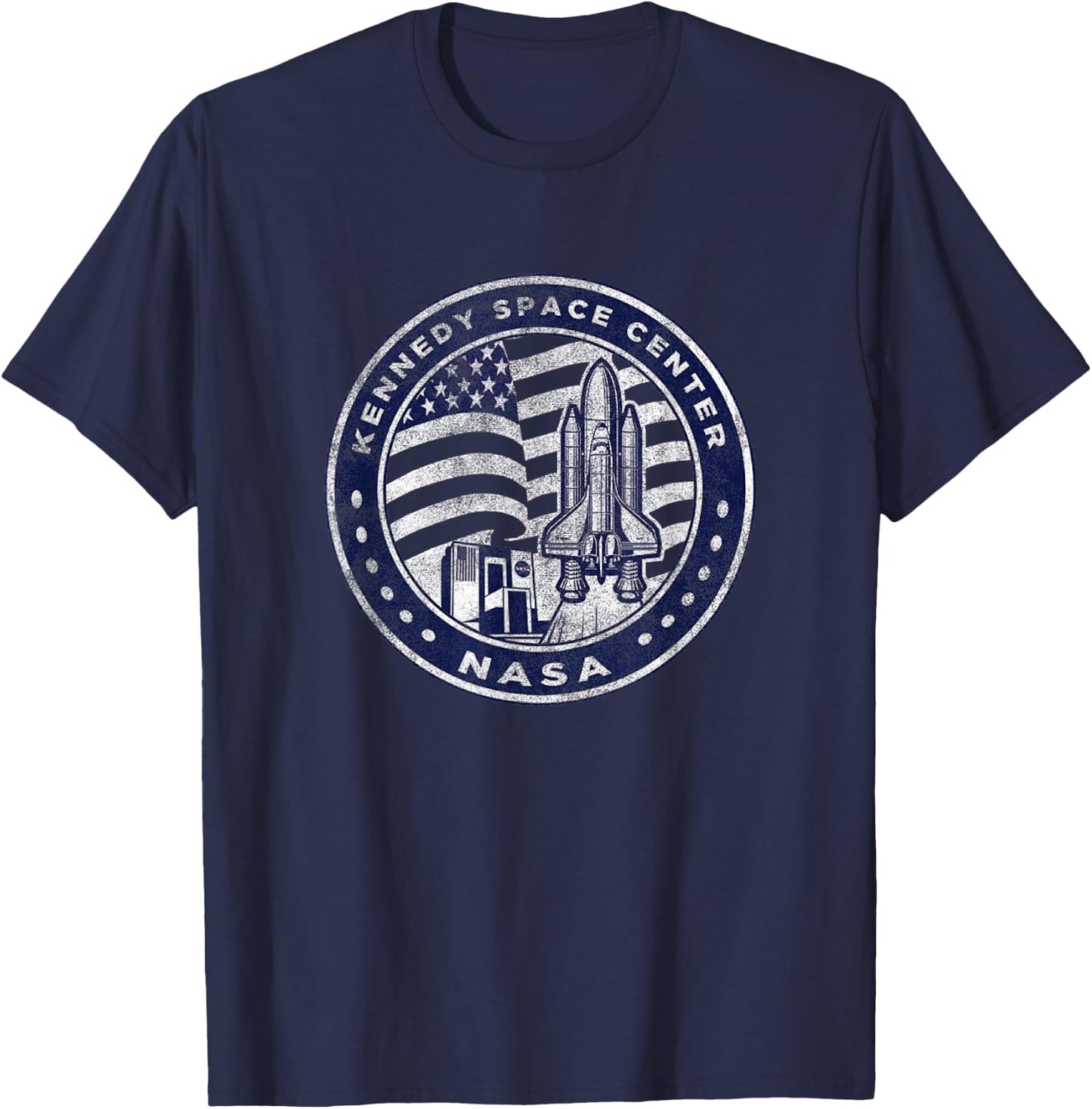 NASA Kennedy Space Center Americana Vintage Faded Badge T-Shirt - T-Shirt | Navy
