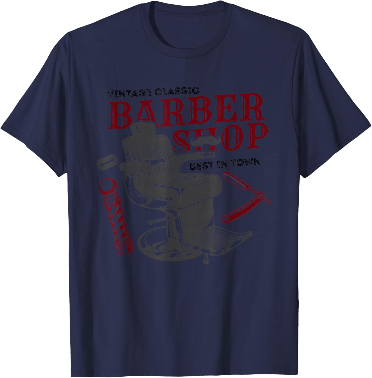 Vintage Classic Barber Shop Hairdresser Gift T-Shirt - T-Shirt | Navy