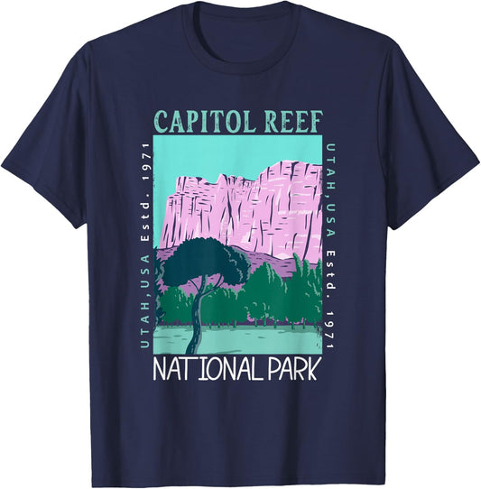 Capitol Reef National Park Utah Vintage T-Shirt - T-Shirt | Navy