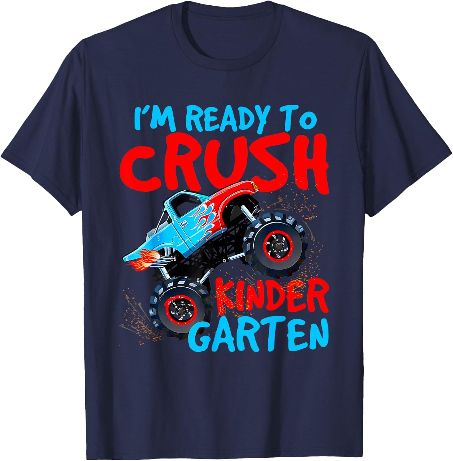 Back to School Boys First Day of Kindergarten Monster Truck T-Shirt - T-Shirt | Navy