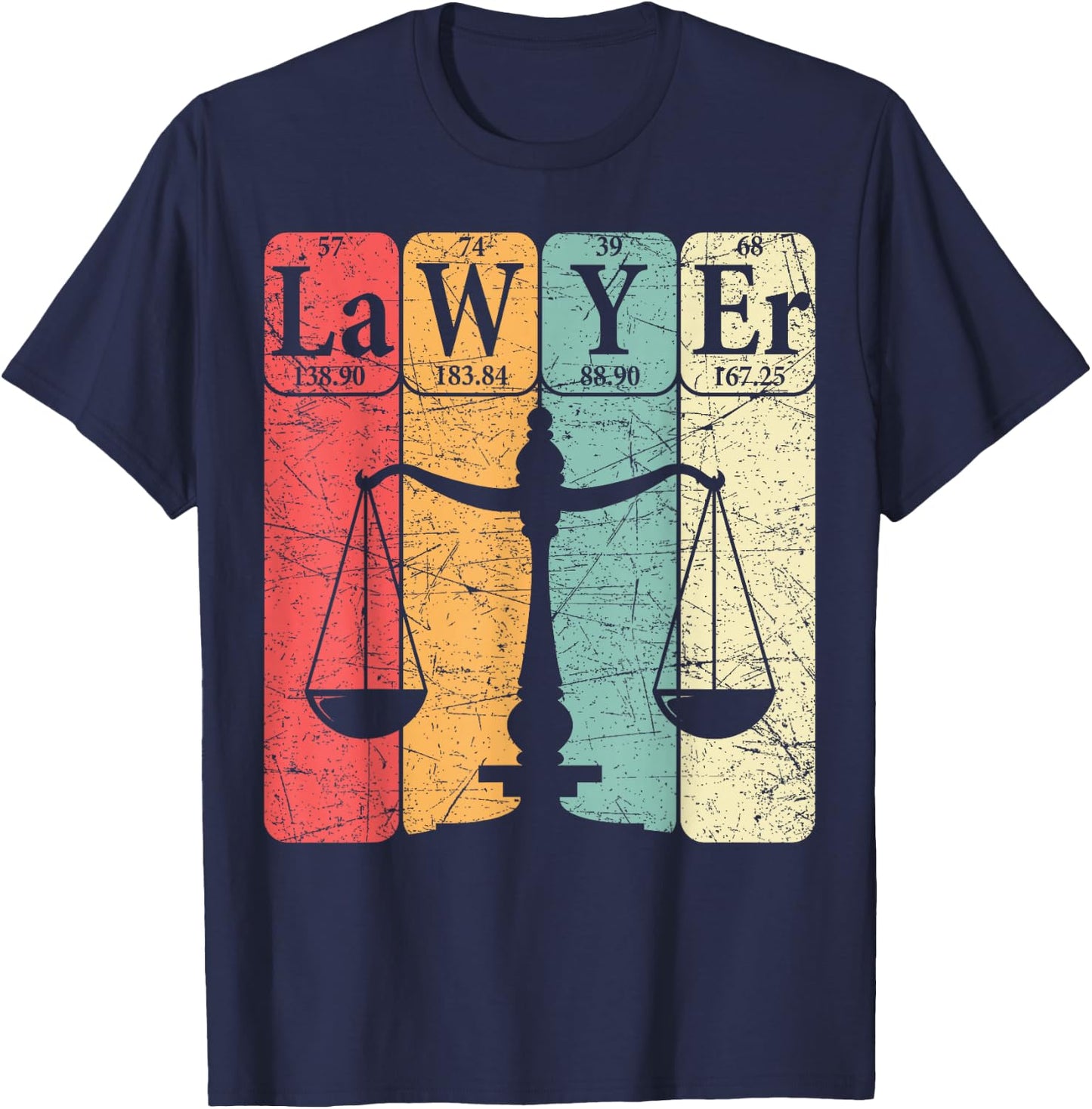 Lawyer Periodic Table Elements Nerd Lawyer Vintage T-Shirt - T-Shirt | Navy