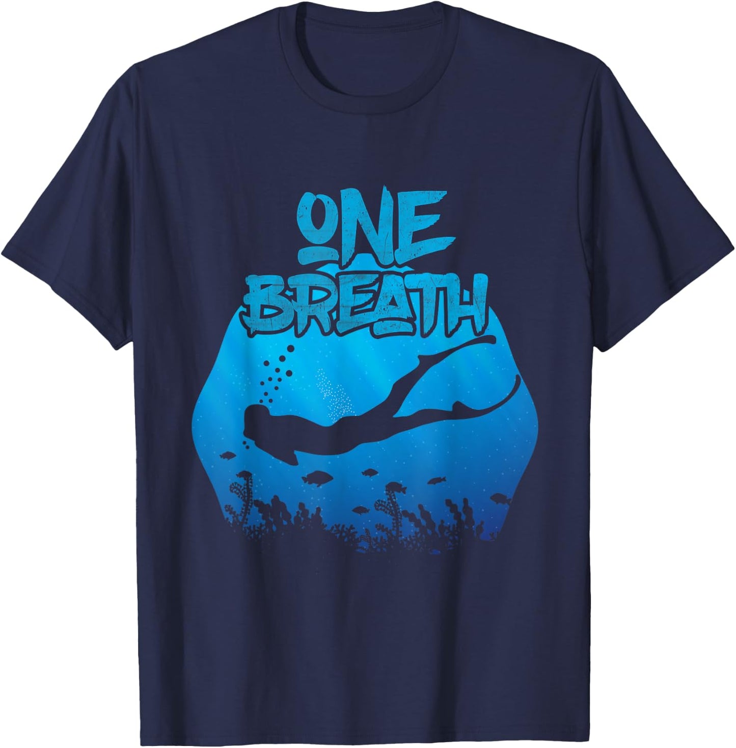 Freediving One Breath Diving Apnoe Ocean T-Shirt - T-Shirt | Navy