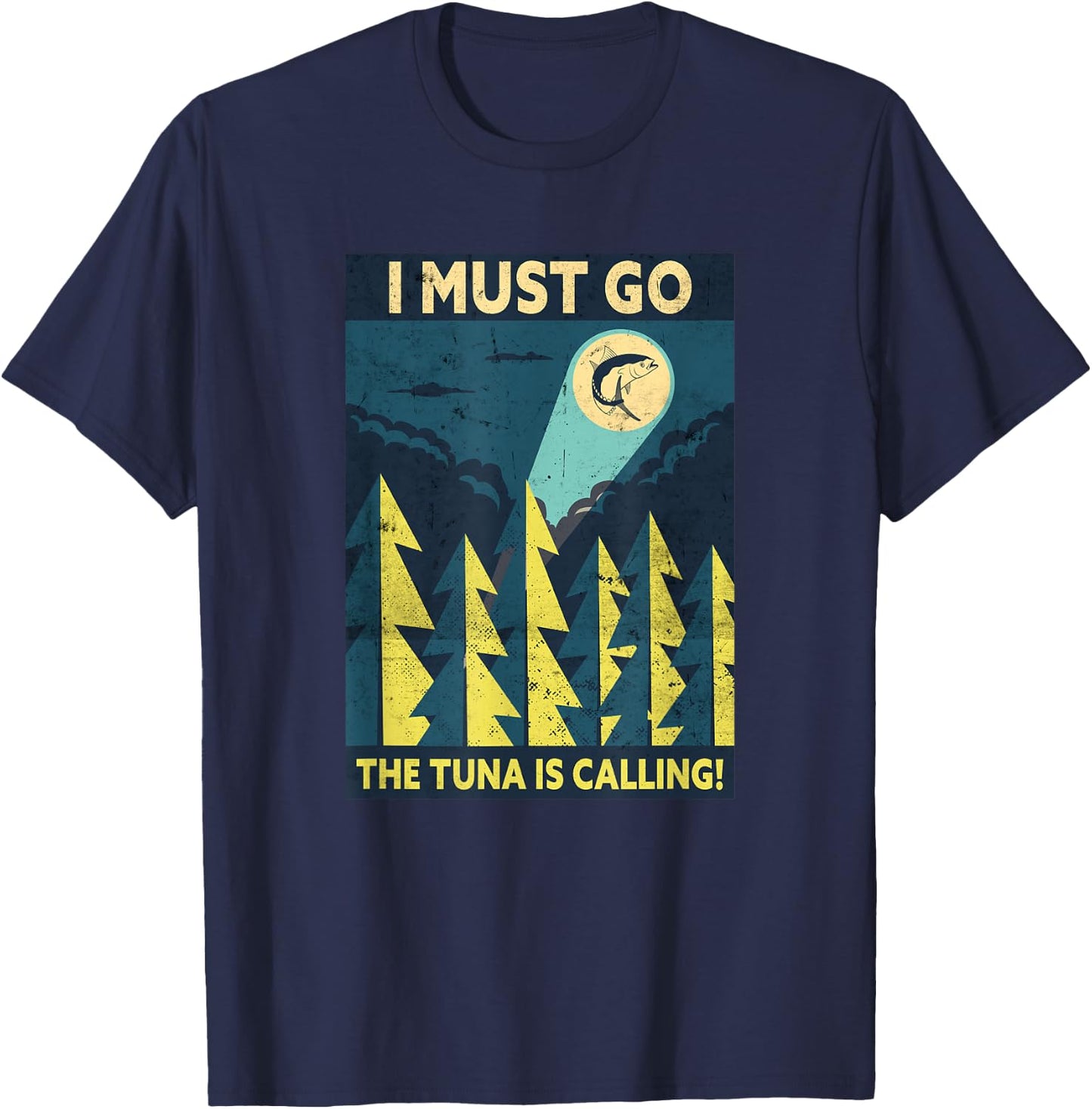 Ich Muss Gehen Der Tuna Ruft | Fishing Funny Fisherman T-Shirt - T-Shirt | Navy