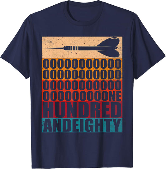 Vintage Darts Retro Arrow 180 One hundred and eighty T-Shirt - T-Shirt | Navy