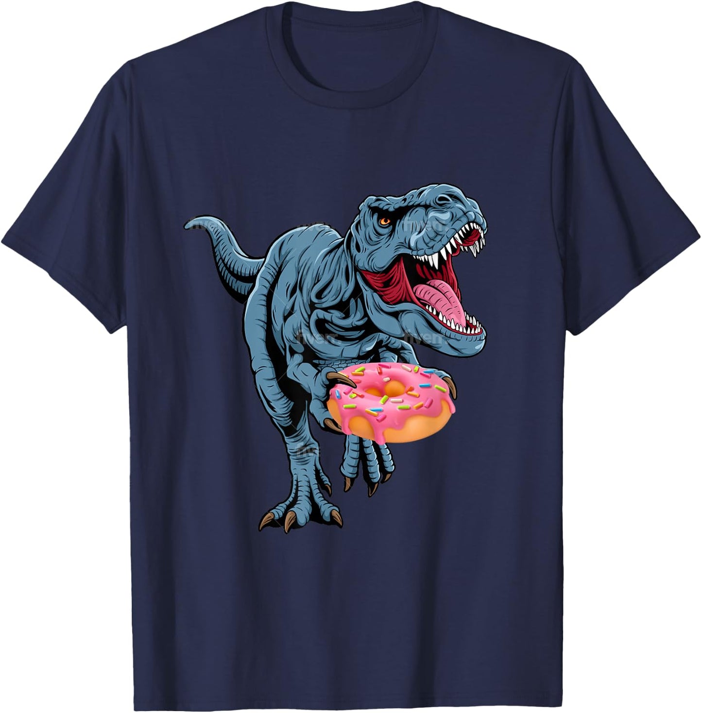 Donut Dinosaur Doughnut Sprinkles T-Rex Lover Sweet Dessert T-Shirt - T-Shirt | Navy