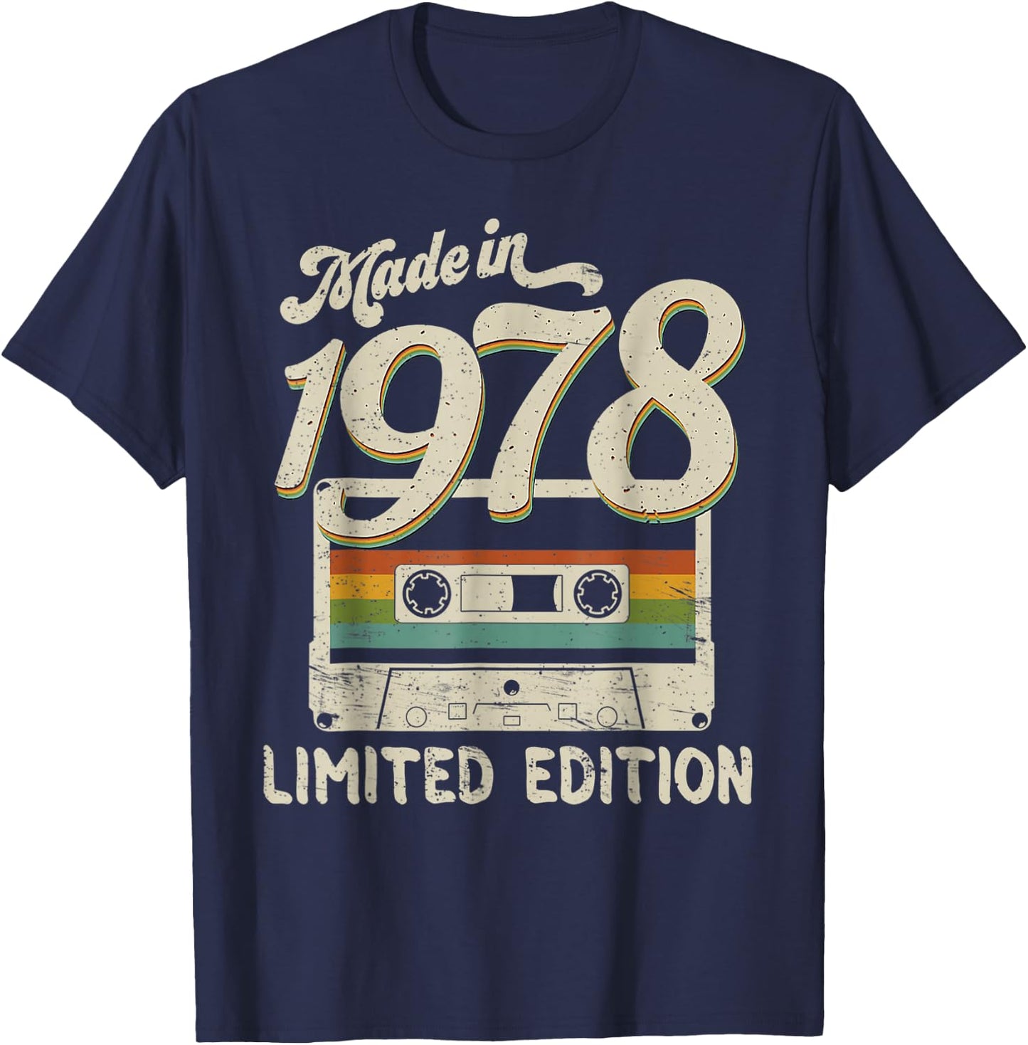 Made in 1978 Limited Edition 43rd Birthday Vintage Cassette T-Shirt - T-Shirt | Navy