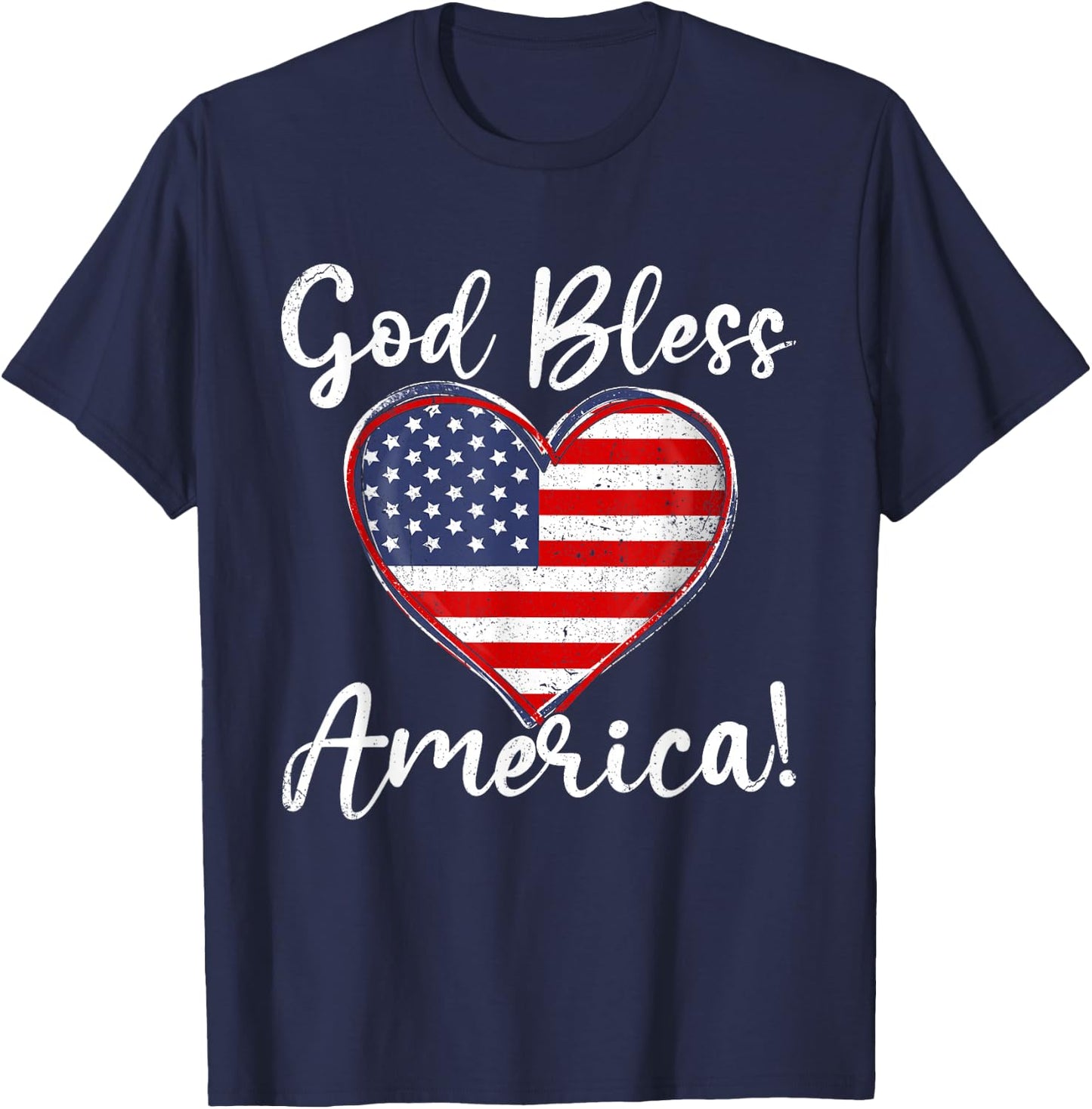 Funny God Bless American USA Flag Patriotic 4th of July T-Shirt - T-Shirt | Navy