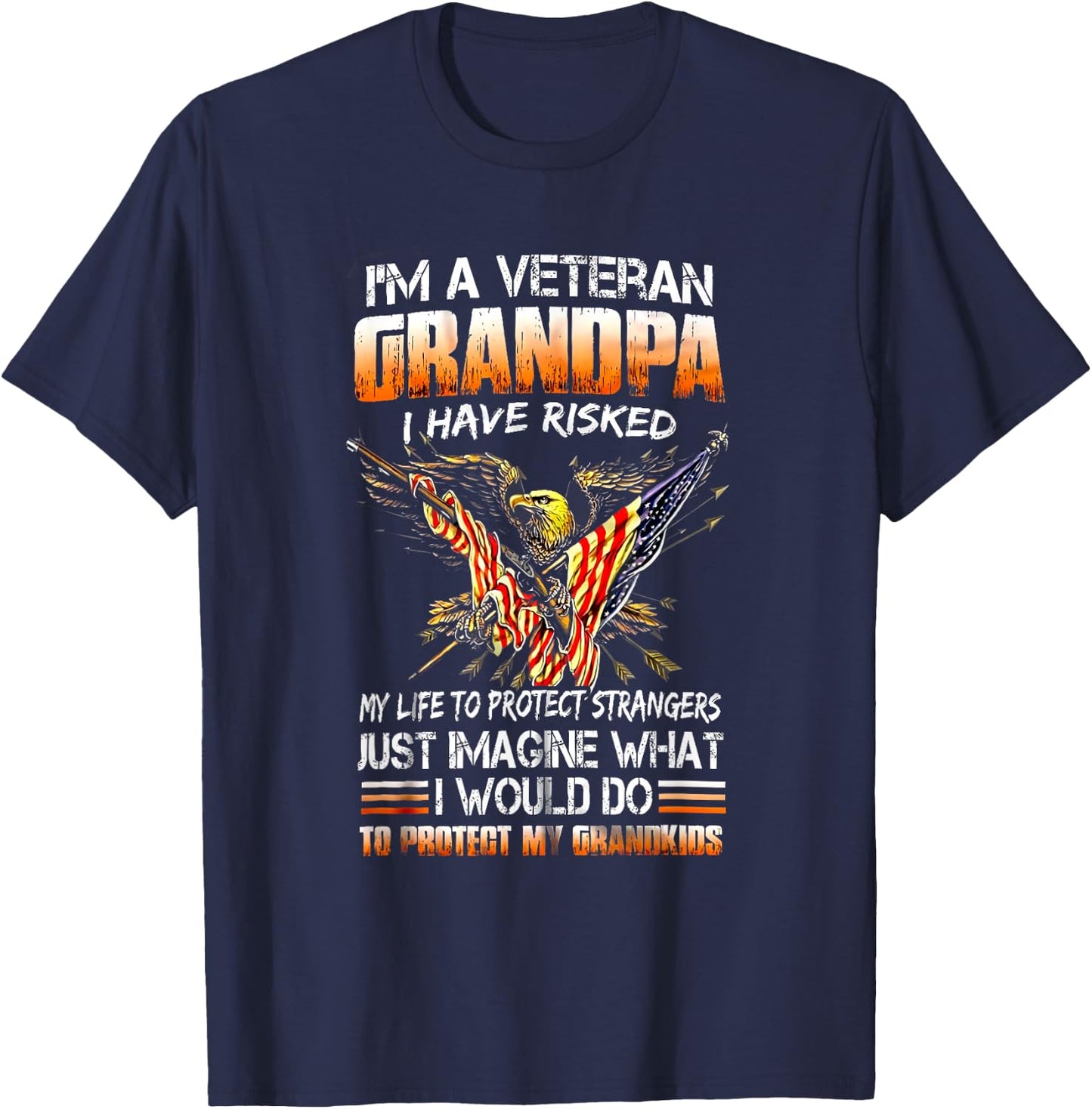 Veteran Grandpa Proud Vet Grandfather Fathers Day T-Shirt - T-Shirt | Navy