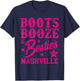 Boots Booze and Besties 2026 Nashville Girls Trip Matching T-Shirt - T-Shirt | Navy