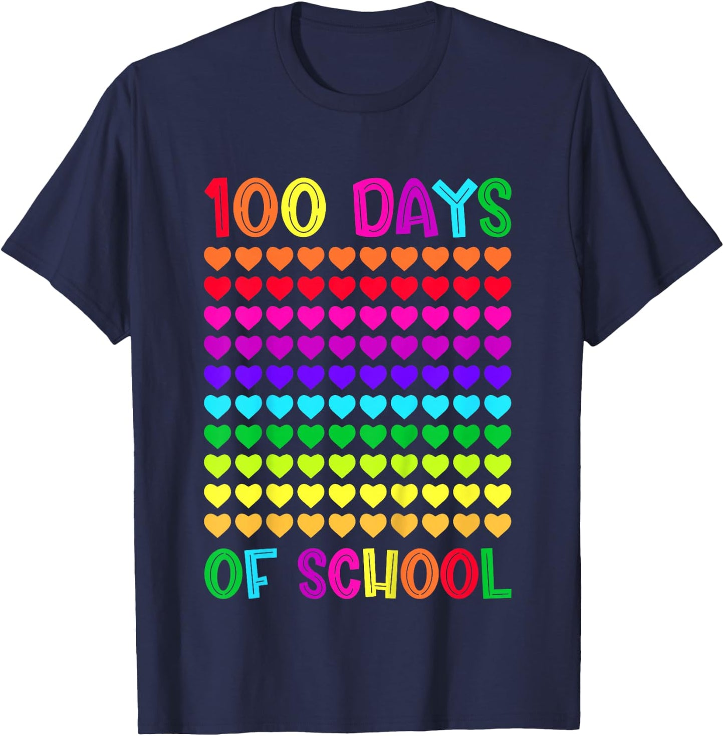 100 Days of School and Still Loving it Hearts 100th Day Girl T-Shirt - T-Shirt | Navy