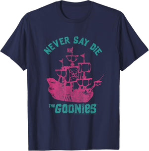 The Goonies Pastel Pirate Ship and Logo Movie T-Shirt - T-Shirt | Navy