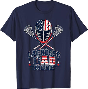 Lacrosse Dad American Flag Mode T-Shirt - T-Shirt | Navy