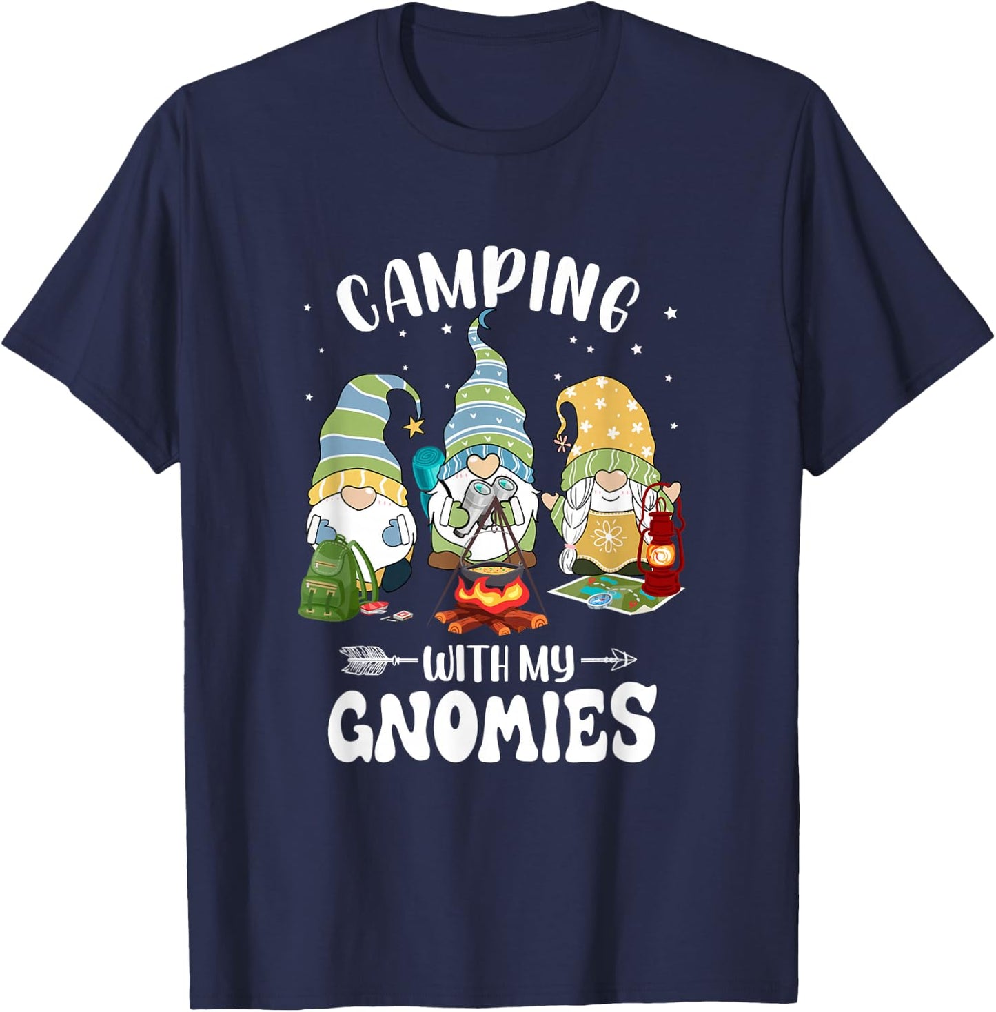 Camping with My Gnomies Funny Gnome Camp T-Shirt - T-Shirt | Navy