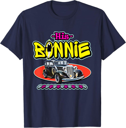 His Bonnie - Her Clyde - Cool Couples Matching T-Shirt - T-Shirt | Navy