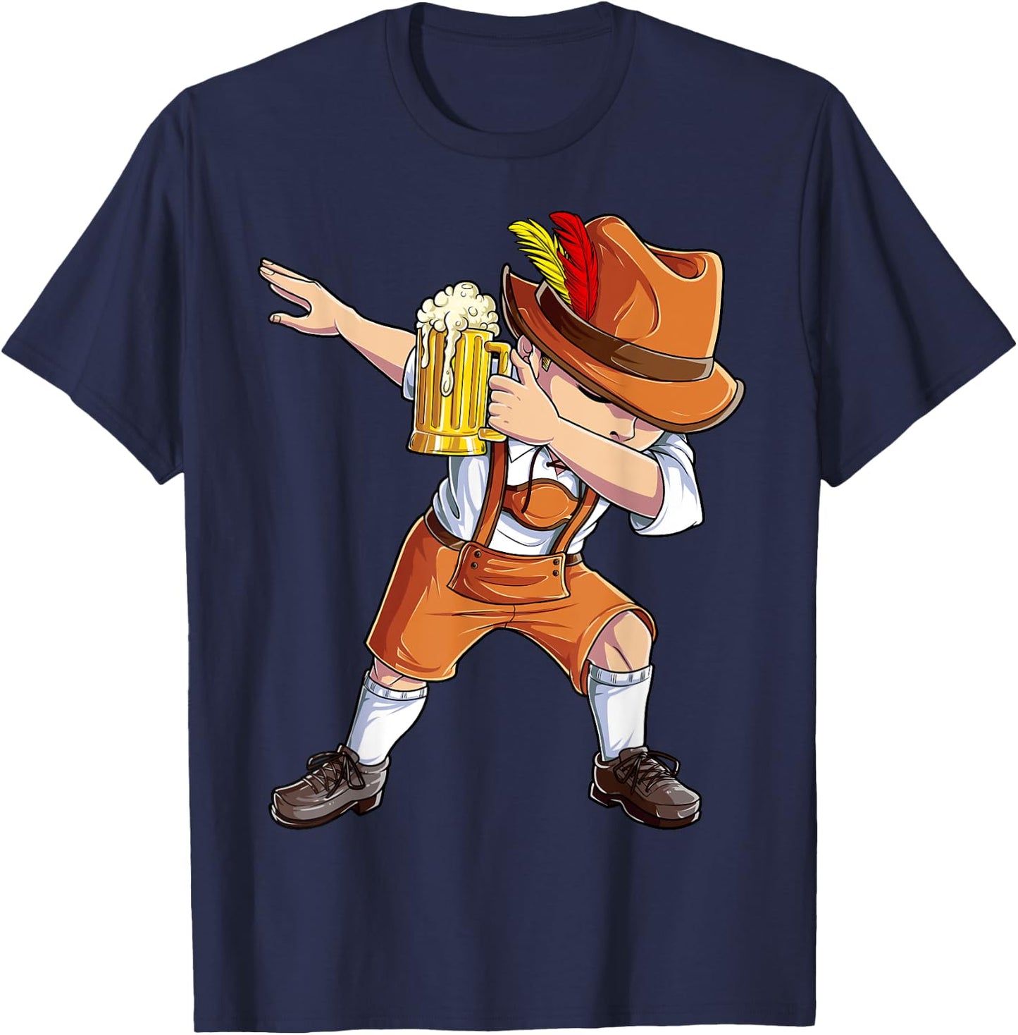 Dabbing German Clothes Oktoberfest Lederhosen Men Cheers Beer T-Shirt - T-Shirt | Navy
