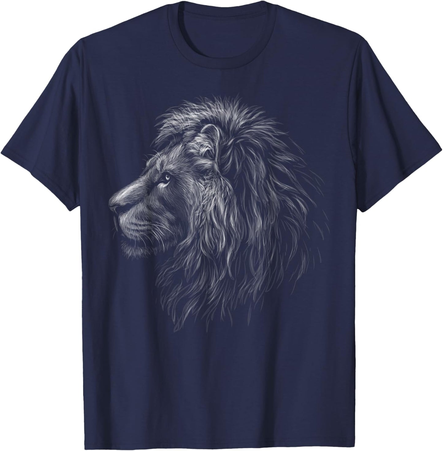 lion head black art for lovers of lions King of Animals T-Shirt - T-Shirt | Navy