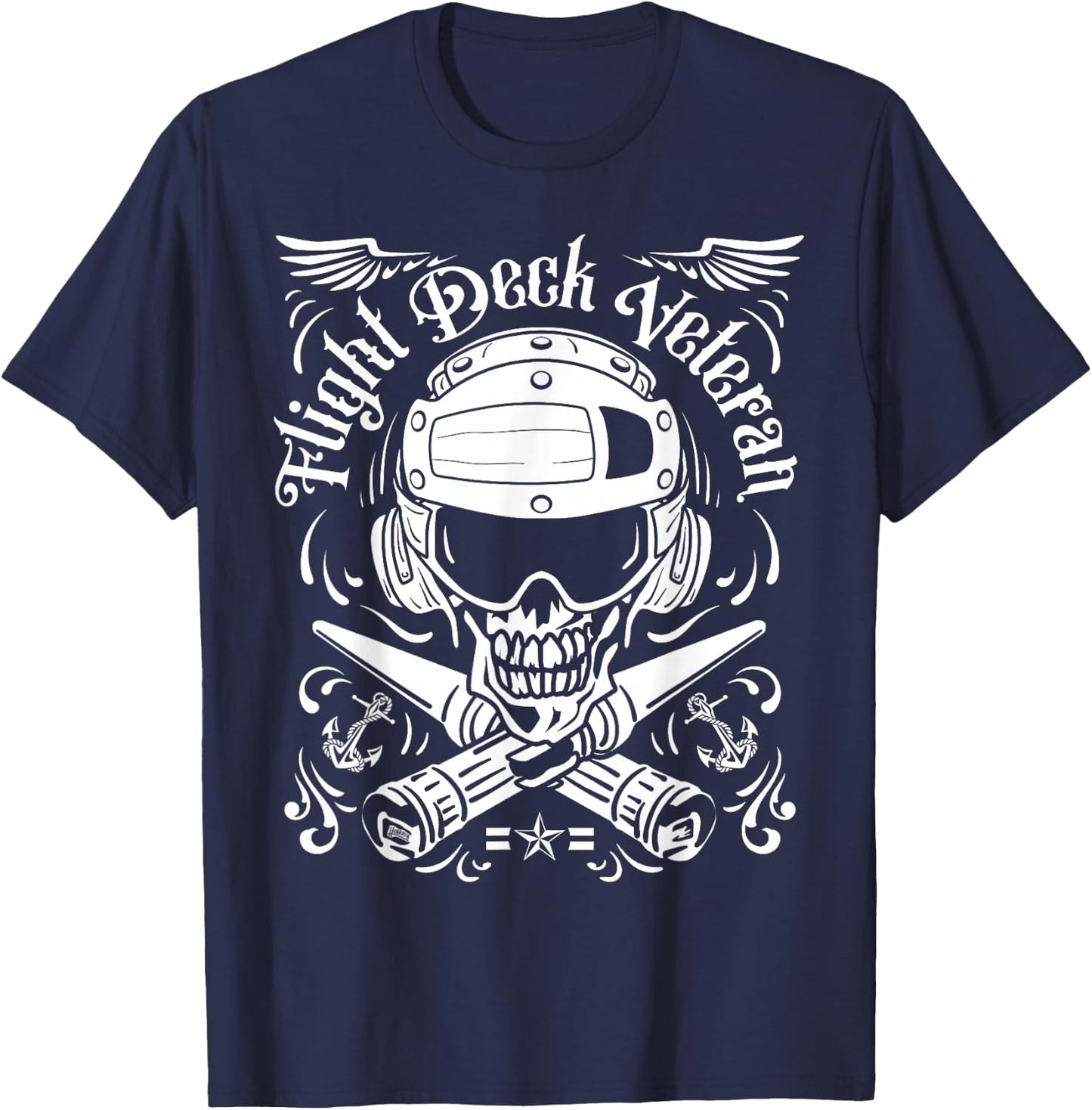 Naval Aviation Flight Deck Veteran Skull T-Shirt - T-Shirt | Navy