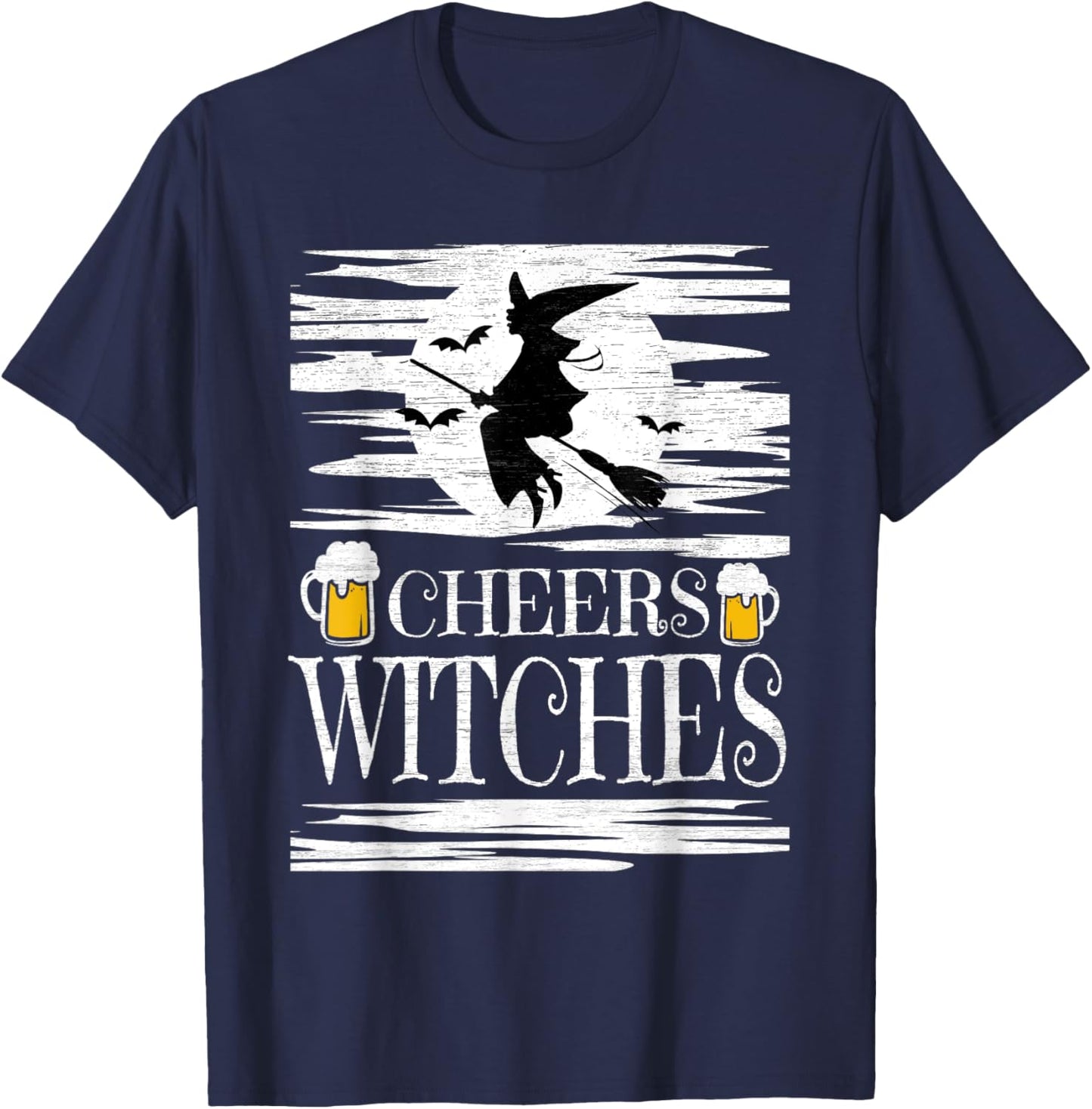 Cheers Witches Brew Beer Drinking Halloween Drunk Witch T-Shirt - T-Shirt | Navy