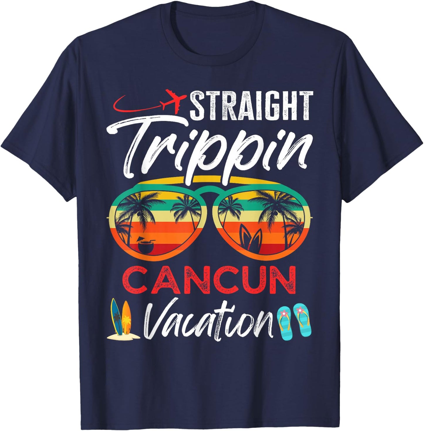 Straight Trippin Cancun Mexico Couples Family Vacation Group T-Shirt - T-Shirt | Navy