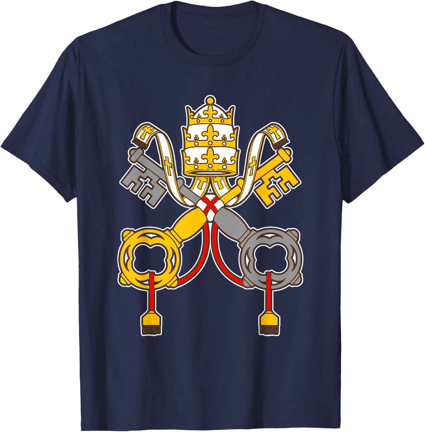 St Peter Shirt - Vintage Catholic t Art keys to the kingdom T-Shirt - T-Shirt | Navy