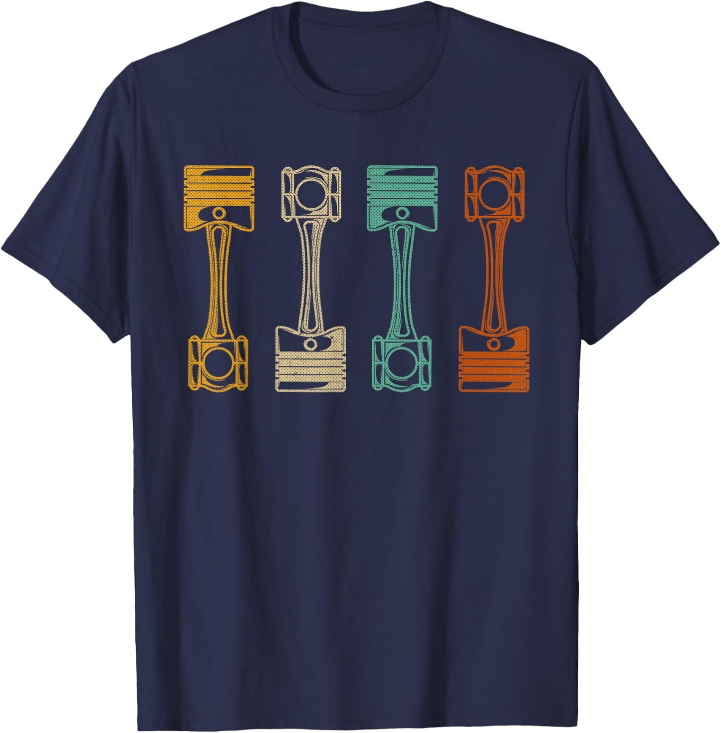 Piston Pattern - Retro Automotive Engine Mechanics Design T-Shirt - T-Shirt | Navy