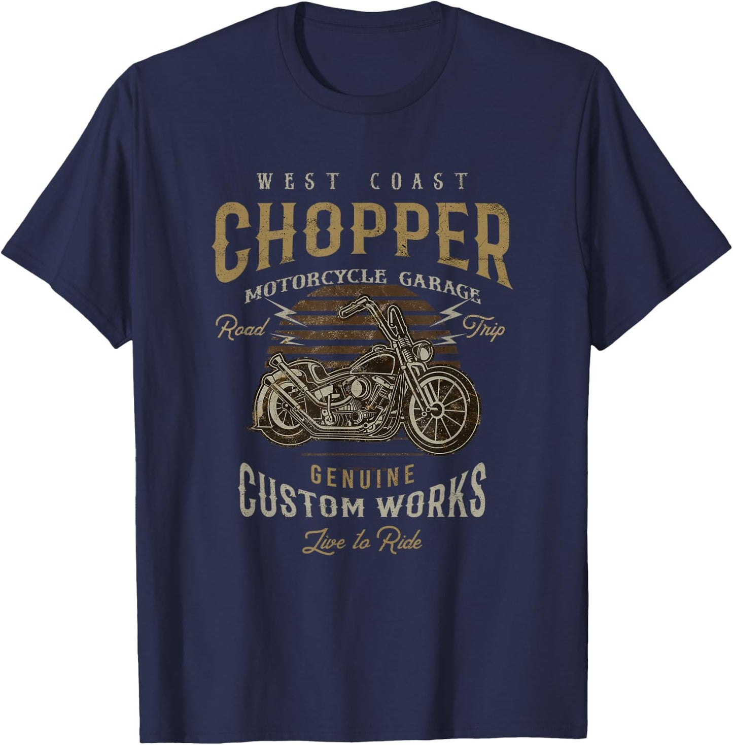 West Coast Chopper Garage Vintage Graphic Motorcycle Shirt T-Shirt - T-Shirt | Navy