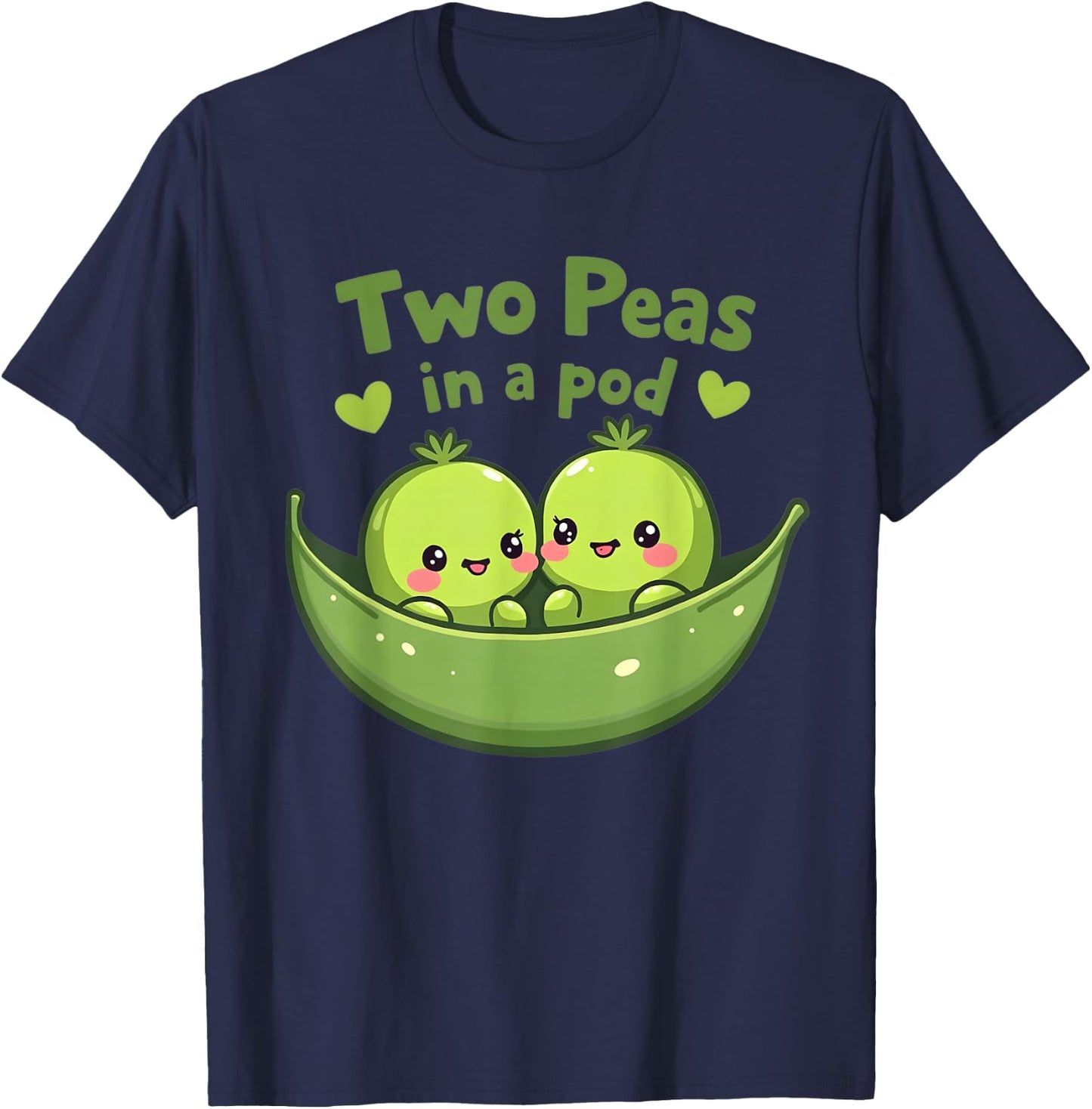 Two Peas in A Pod Best Matching Friends Kawaii Veggie Costum T-Shirt - T-Shirt | Navy