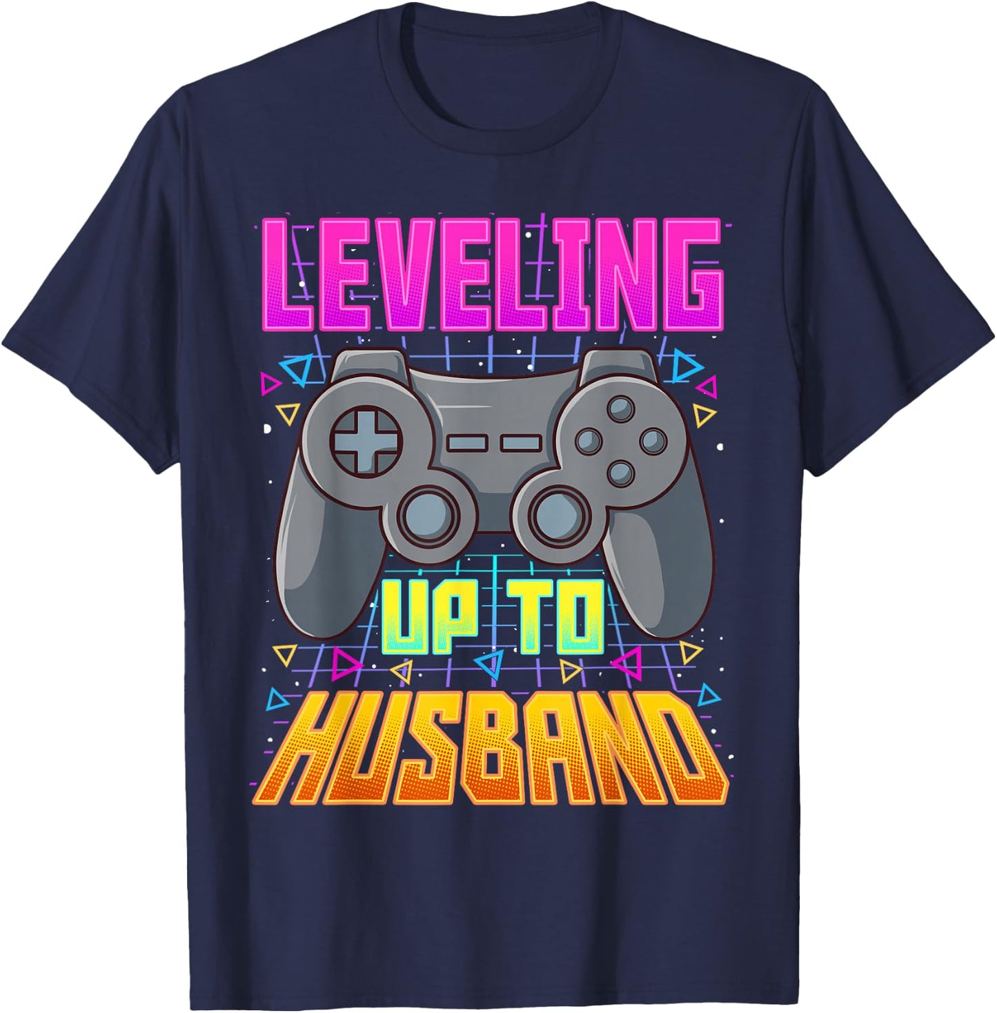 Leveling Up To Husband Shirt Groom Wedding Gamer Engagement T-Shirt - T-Shirt | Navy