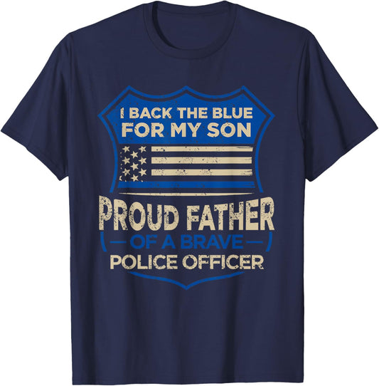 Police Officer I Back The Blue For My Son Proud Father T-Shirt - T-Shirt | Navy