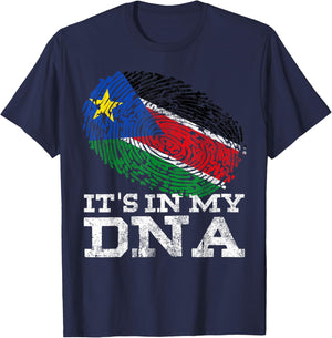 It's In My DNA South Sudanese Gifts Cool South Sudan Flag T-Shirt - T-Shirt | Navy