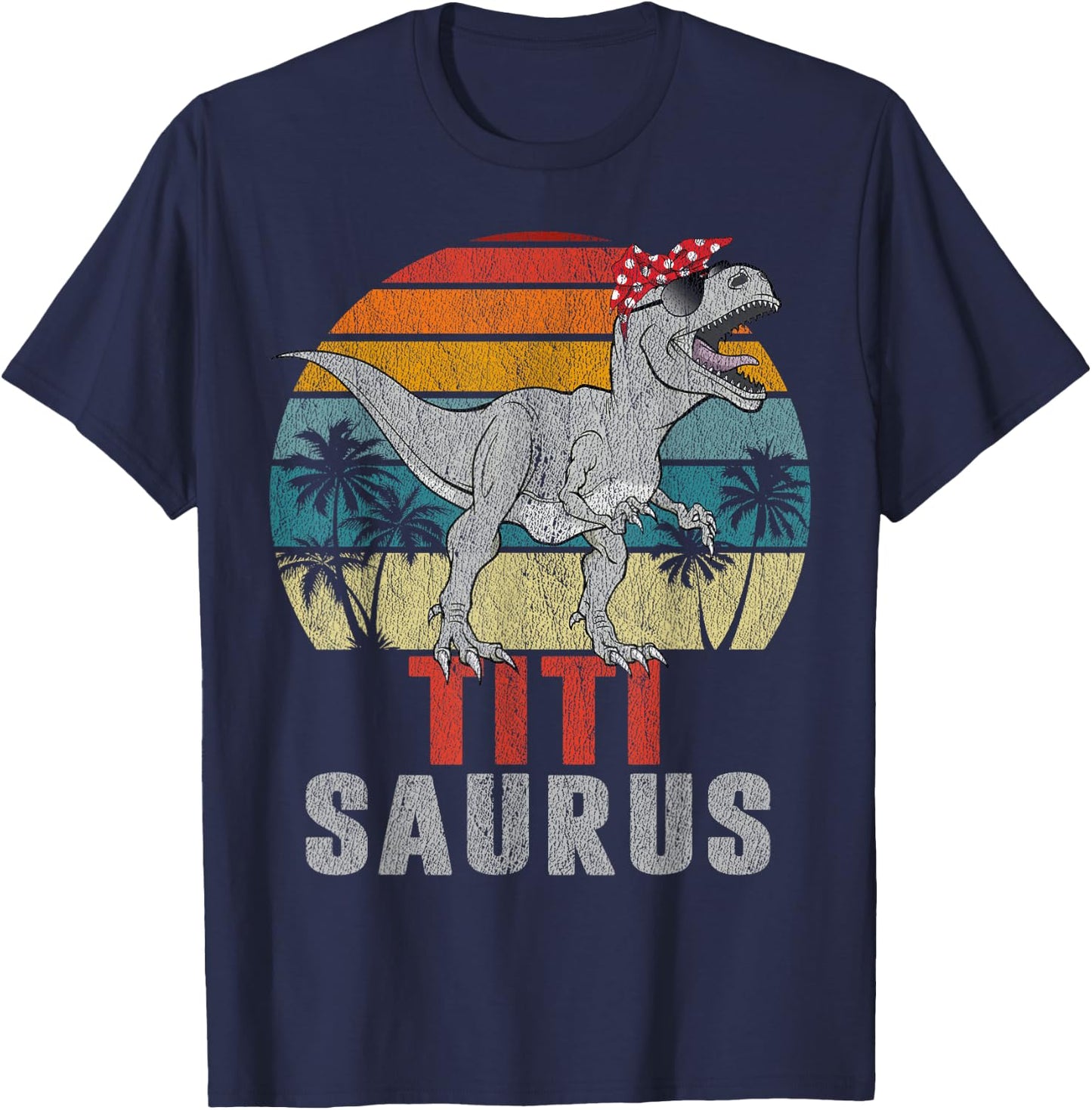 Titisaurus T Rex Dinosaur Titi Saurus Family Matching T-Shirt - T-Shirt | Navy