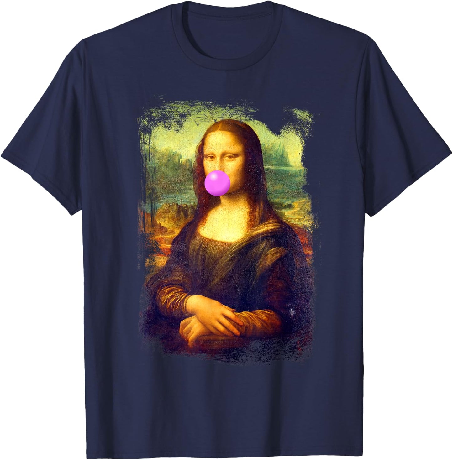 Mona Lisa blowing bubble gum T-Shirt - T-Shirt | Navy