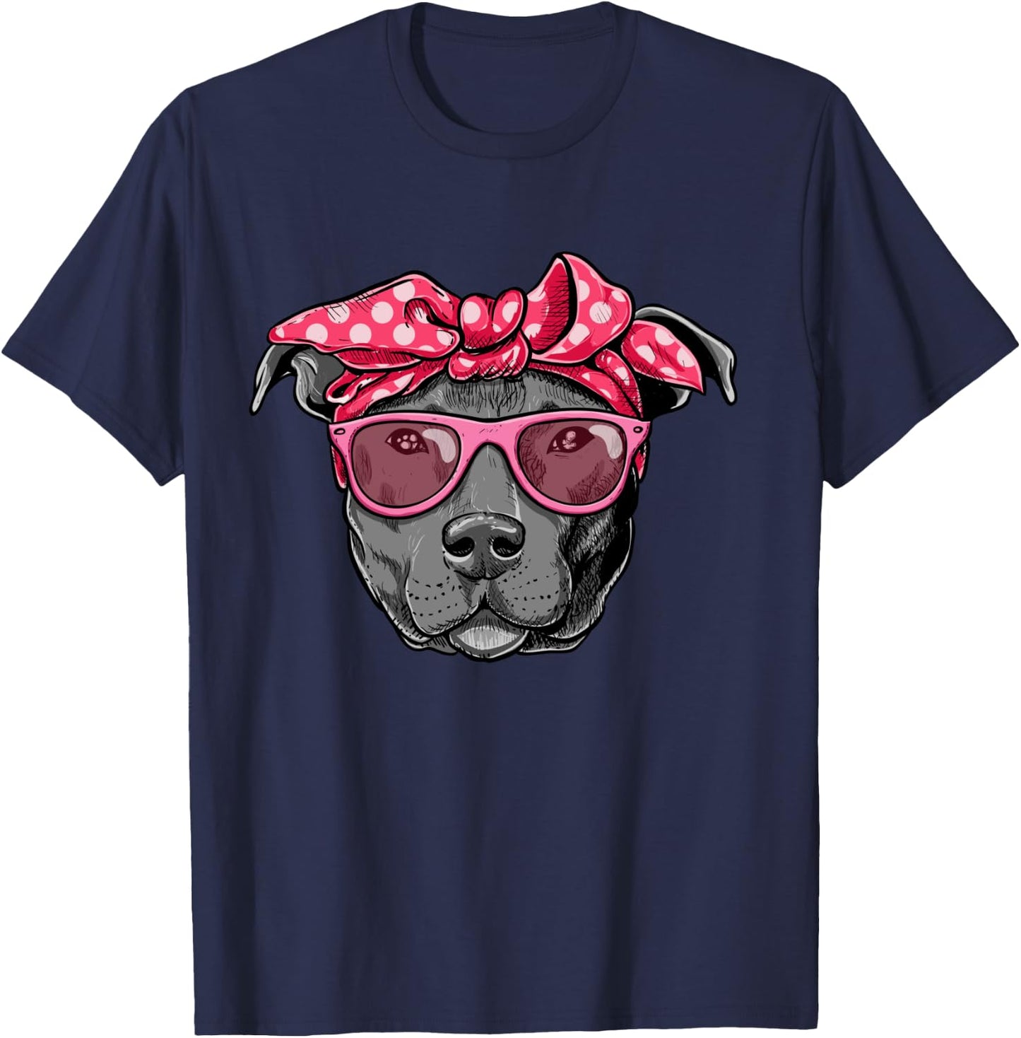 Funny PITTIE MOM Women Cool Pitbull Dog Retro T-Shirt - T-Shirt | Navy