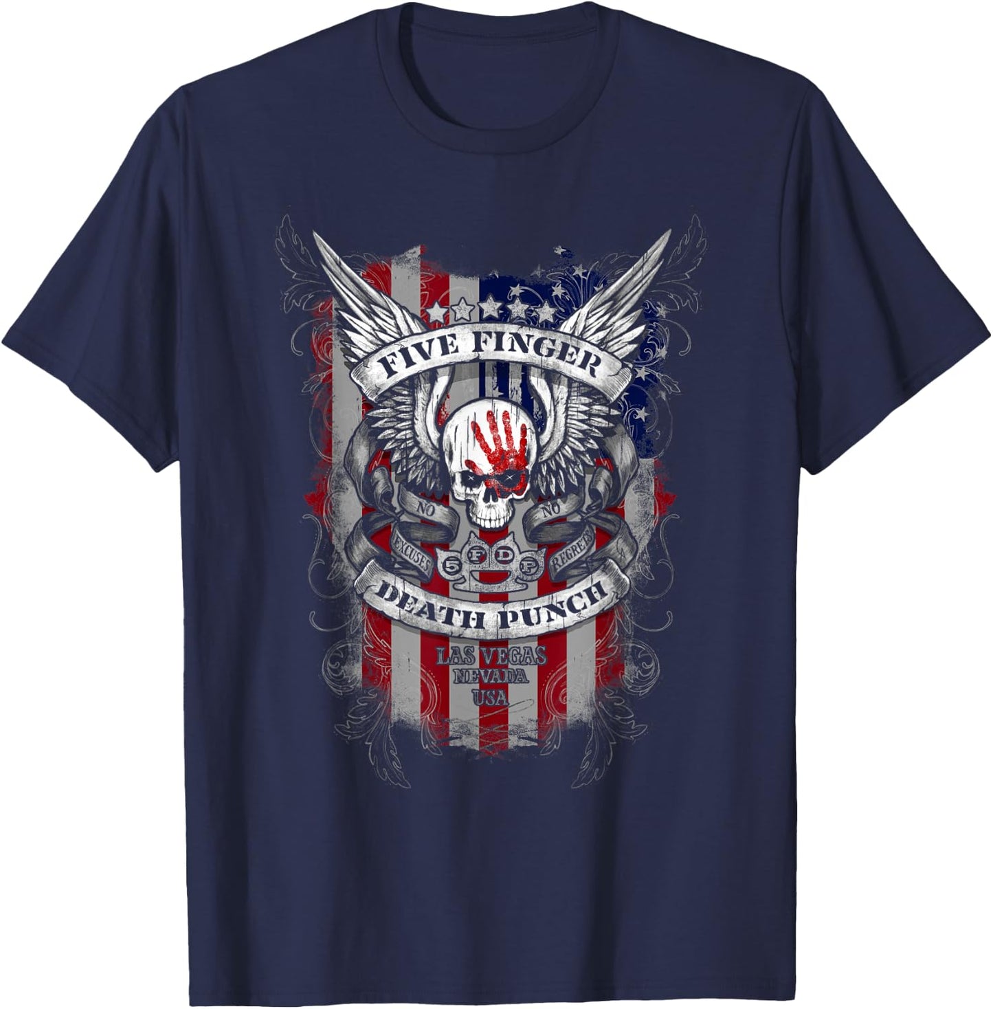 5FDP - No Regrets Stars & Stripes American Flag T-Shirt - T-Shirt | Navy