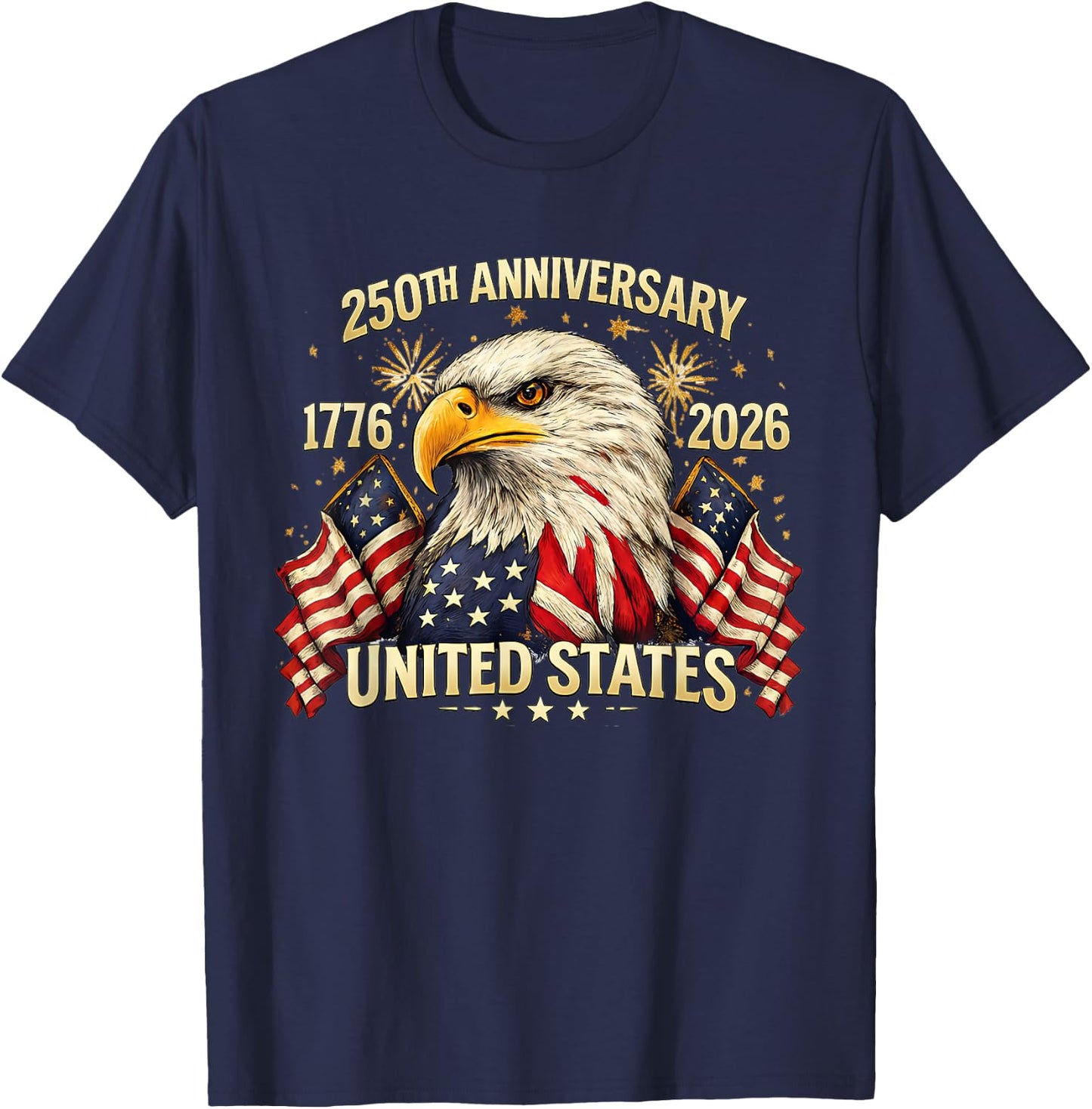 250th Years of USA Anniversary 1776–2026 American Patriotic T-Shirt - T-Shirt | Navy