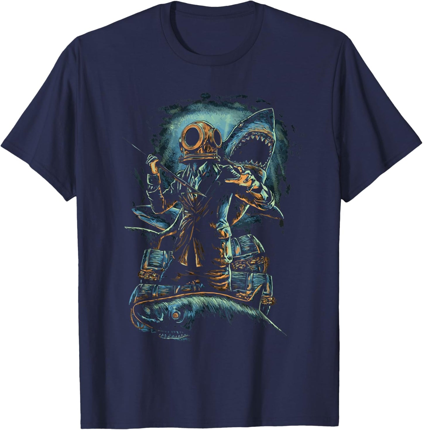 Deep Sea Commercial Diver Fishing, Scuba Diving, Boating T-Shirt - T-Shirt | Navy