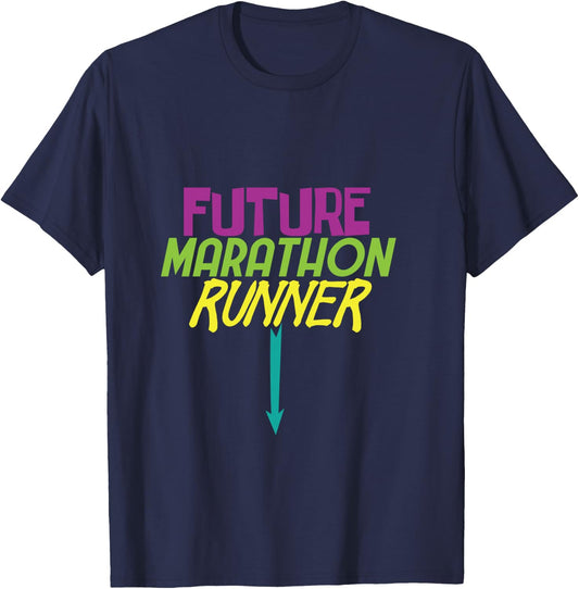Pregnancy Gift Future Marathon Runner Baby Shower T-Shirt - T-Shirt | Navy