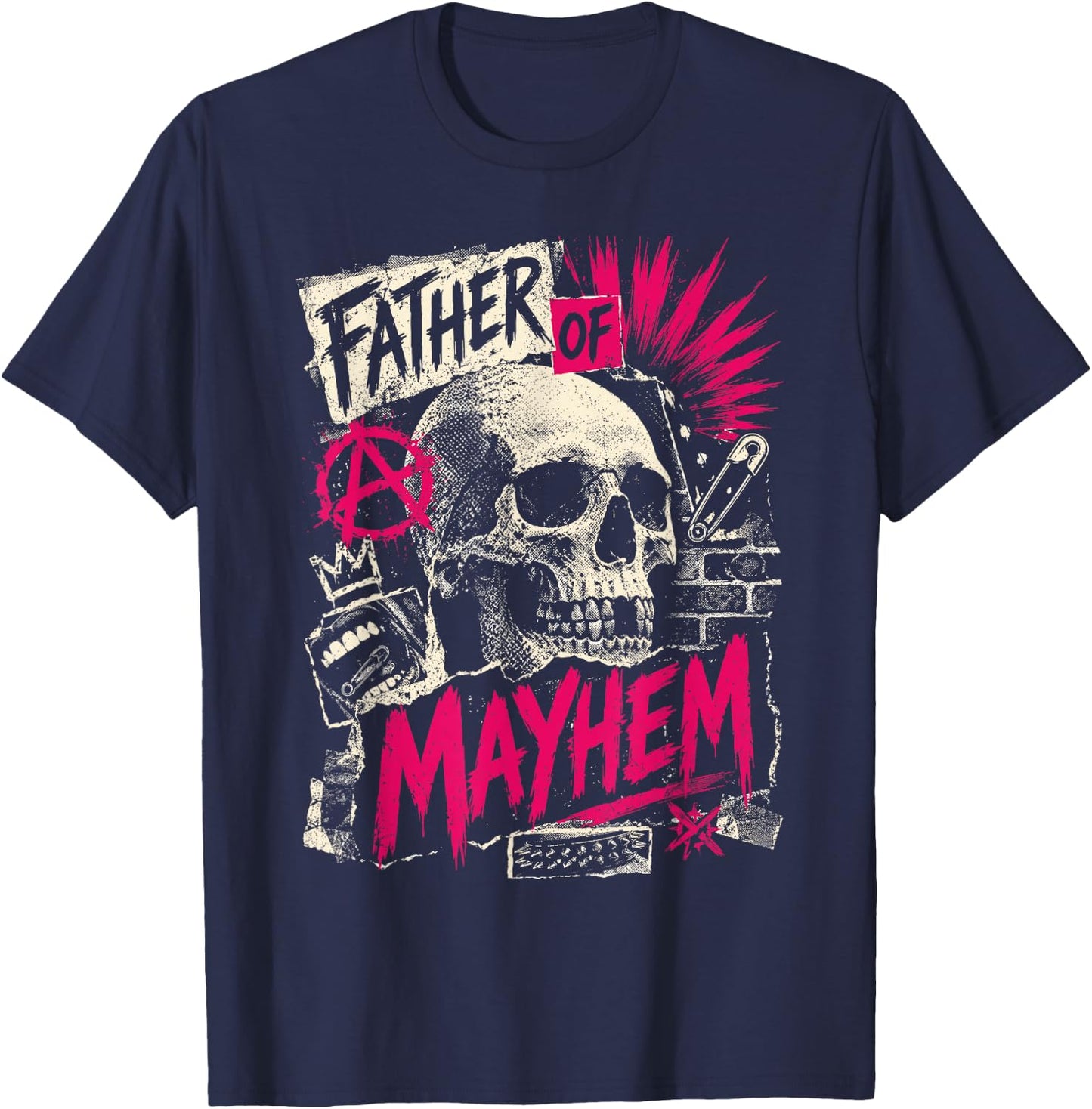 Father's Day Father of Mayhem Funny Dad Matching Family T-Shirt - T-Shirt | Navy