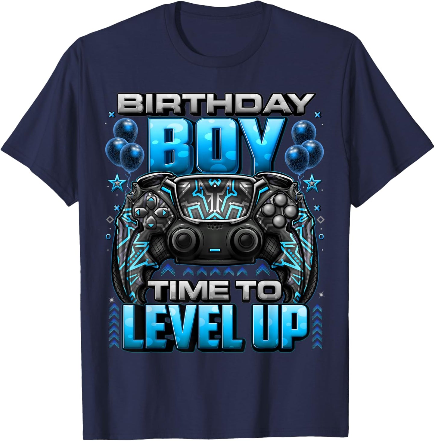 Birthday Boy Time to Level Up Shirt Video Gamer Birthday Boy T-Shirt - T-Shirt | Navy