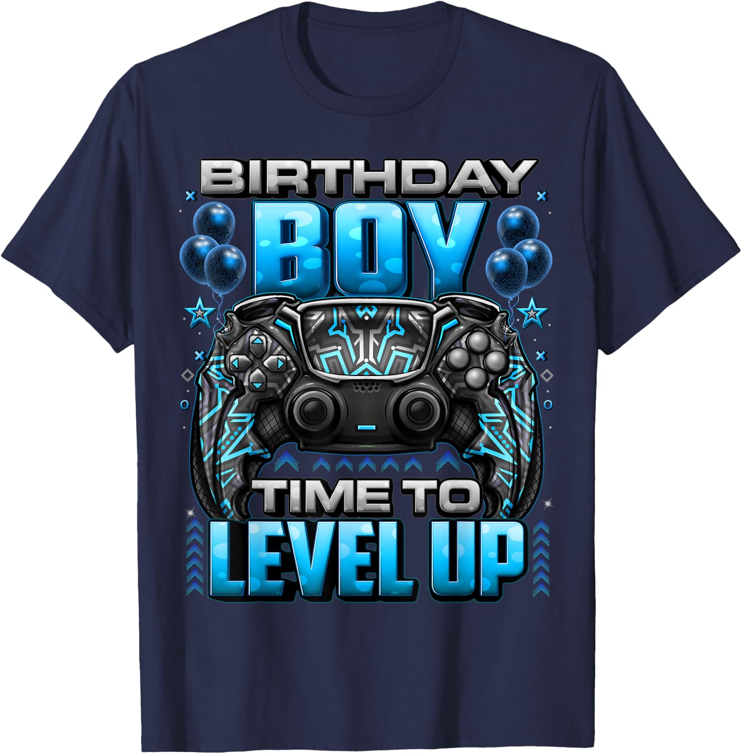 Birthday Boy Time to Level Up Shirt Video Gamer Birthday Boy T-Shirt - T-Shirt | Navy