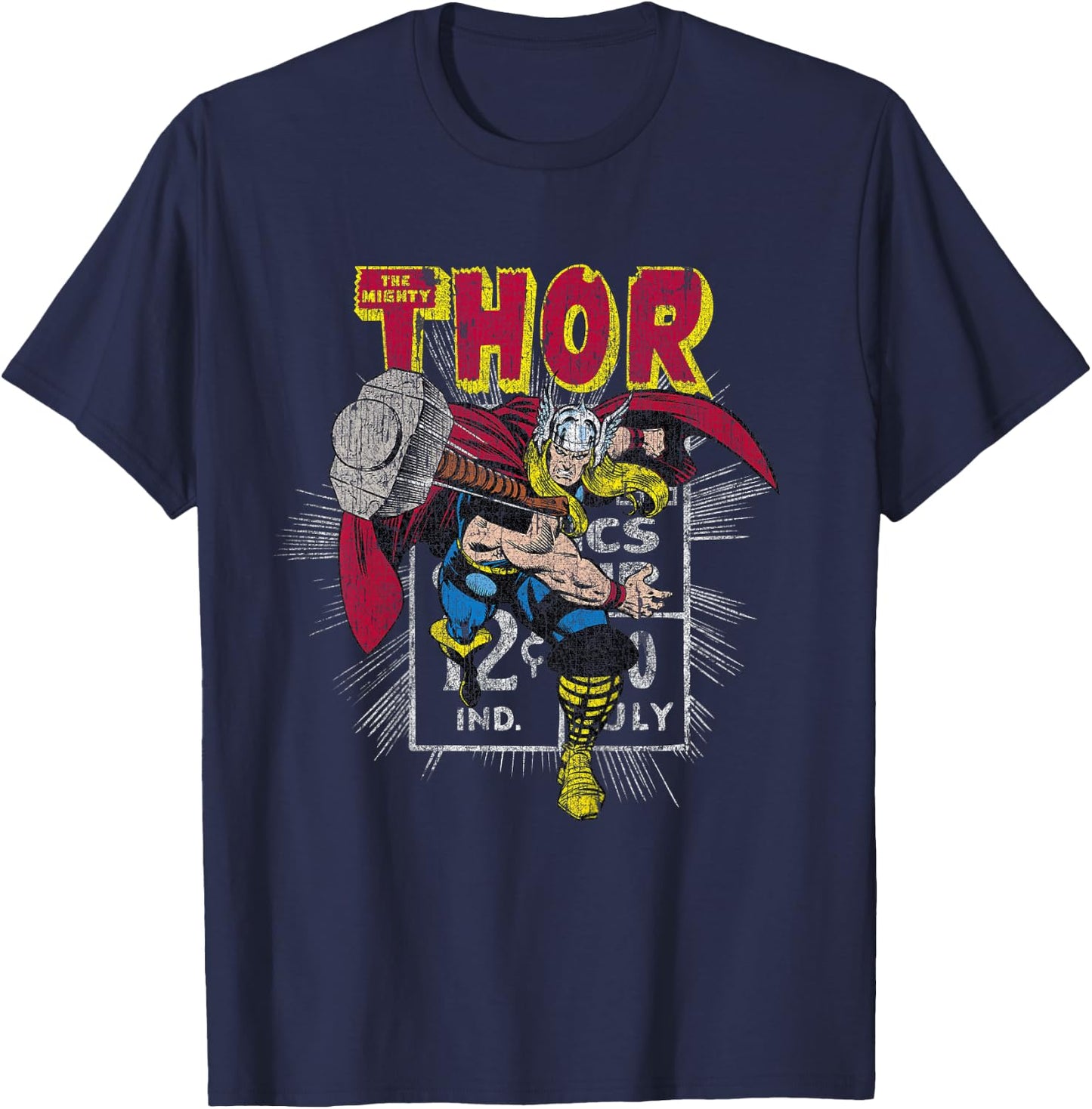 Kids Marvel Mighty Thor Hammer Throw Retro Kids Graphic T-Shirt - T-Shirt | Navy