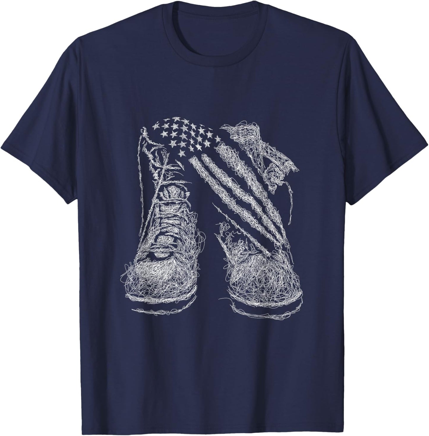 Army Boots USA Flag Boots Print Tactical Boots T-Shirt - T-Shirt | Navy