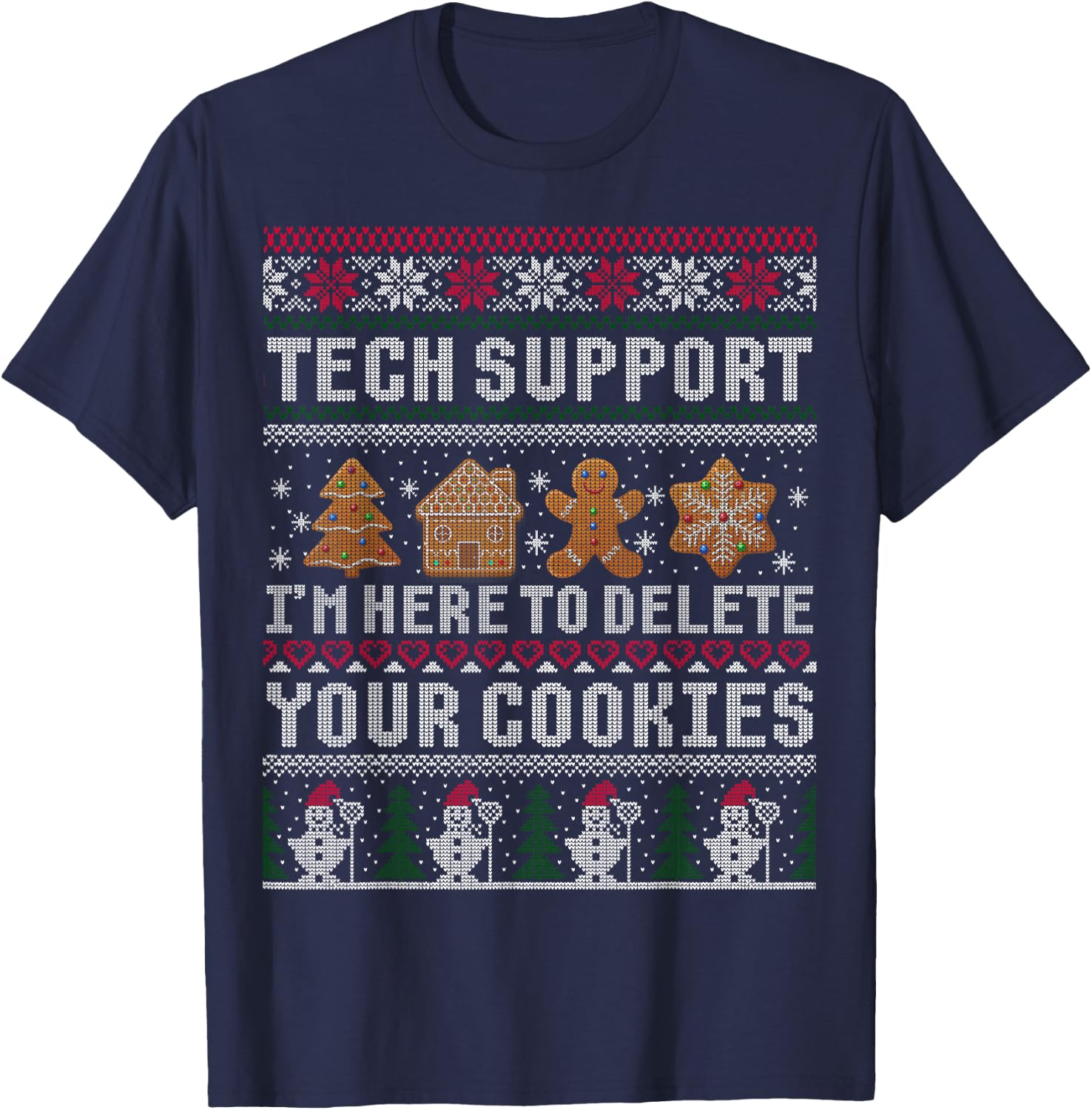 Funny Christmas Tech Support Shirt Computer Programmer Gift T-Shirt - T-Shirt | Navy